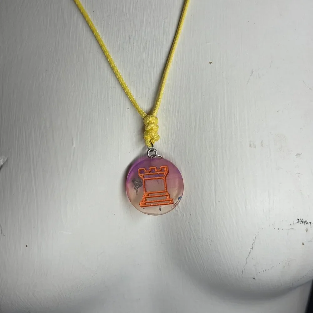 Translucent Rook - Handmade Resin Chess Necklace - Picture 4 of 5
